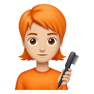 hairdresser wearing a orange shirt  sticker