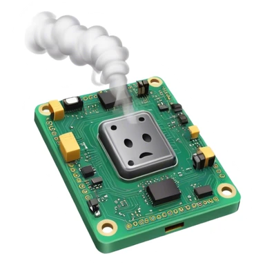 smoke coming out of a circuit board sticker