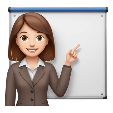 Happy instructor female brown hair whit board sticker