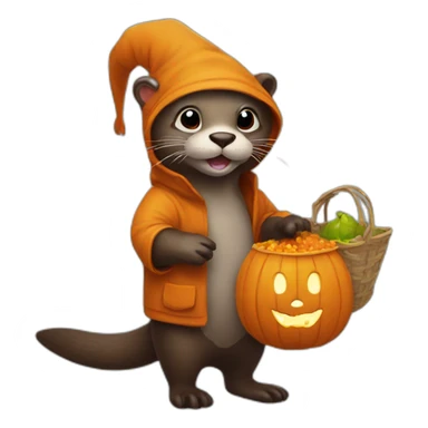 otter trick or treating sticker