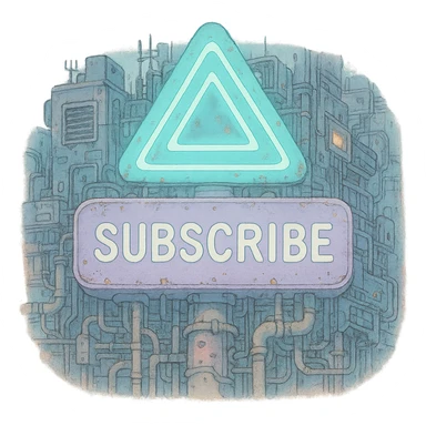 a lavender "subscribe" button, future, cyberpunk
the words appear below a triangle

 sticker