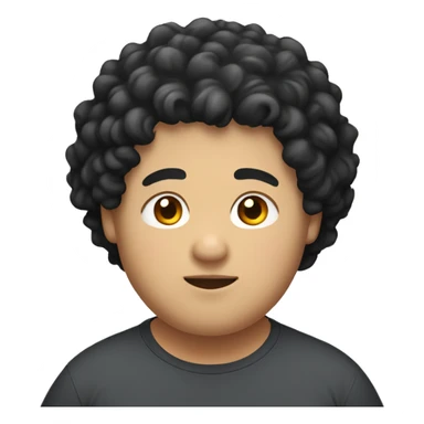 Asian, overweight, young man, black curly hair. sticker