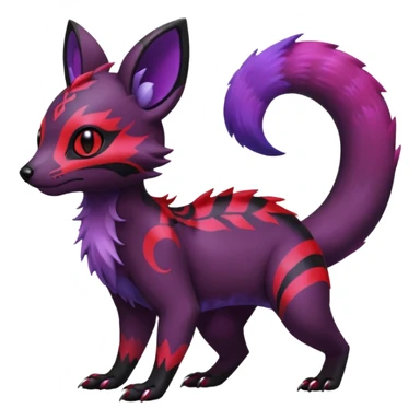 Rare exotic cute epic aesthetic gothic colorful Salandit-Eevee-Civet-species-Fakemon-hybrid-creature, with markings, full body sticker