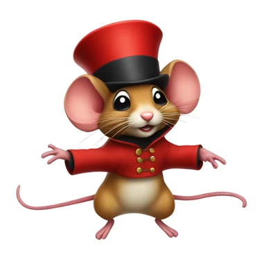 jumping mouse in red circus coat and red hat sticker