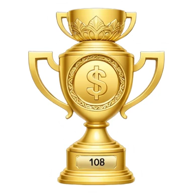 money themed trophy with 10B on it elite  sticker