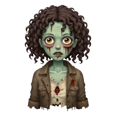 Zombie woman with curly, dark brown h longair (not thick or voluminous sticker