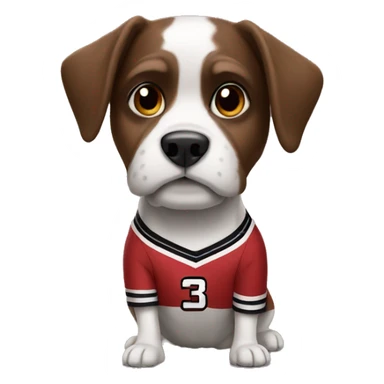 Dog wearing a gamecock jersey sticker