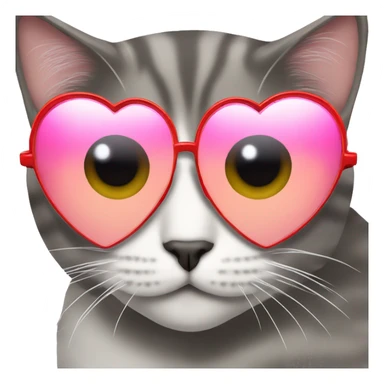 Heart shaped sunglasses with reflection of a cat sticker