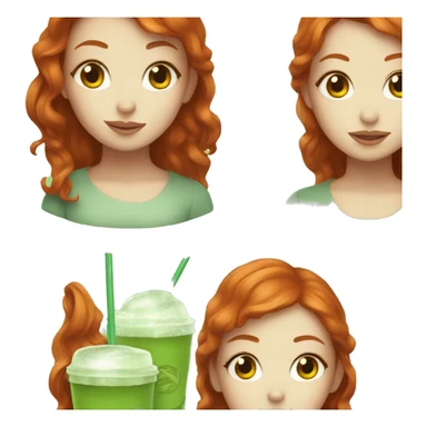 Redhead girl with iced matcha sticker