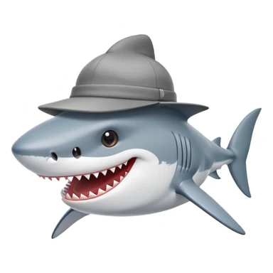 shark walking with a hat sticker