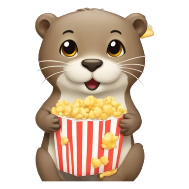 Otter eating popcorn sticker