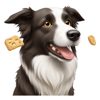 Ligh Grey brown border collie taking snacks sticker