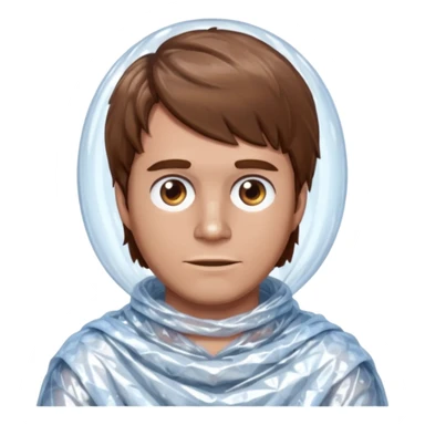 Brown haired man wrapped in bubble wrap sticker