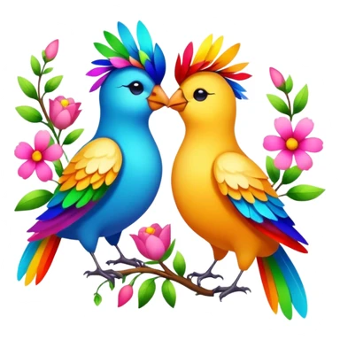 Two birds with flowers sticker