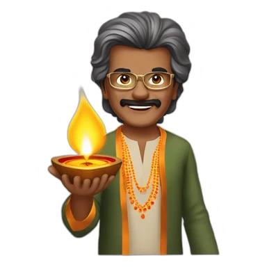 ￼ Rajnikant celebrating Diwali sticker