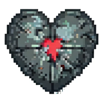 broken heart pixel art style sticker