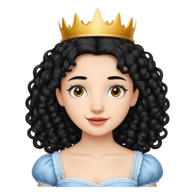 Princesa banca con el pelo rizado y el pelo negro con brackets sticker