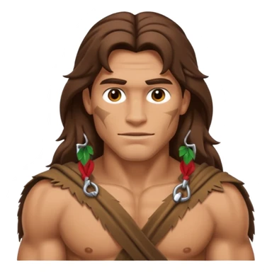 Tarzan with long brown hair, brown loincloth sticker