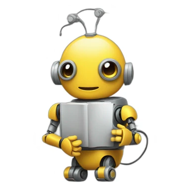 robot with antena reading stories sticker