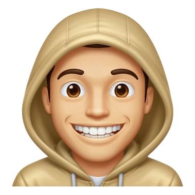 A guy in the hood with very shiny teeth sticker