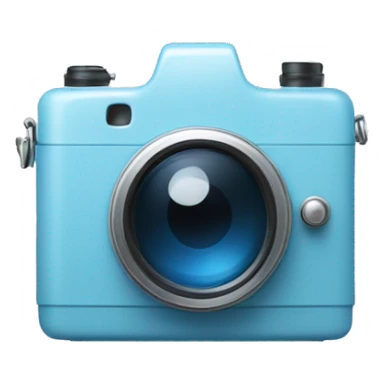 photo camera icon in white color in a light blue box sticker