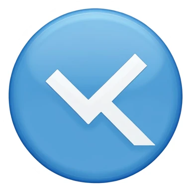 A blue circle with sharp edges outside the circle and a while tick inside sticker
