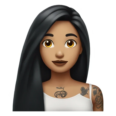 Girl with long black hair and neck tattoo sticker