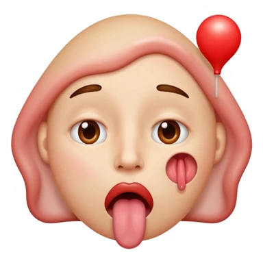 face with rolled up eyes, tongue hanging out, flushed, breathing out hot airs sticker