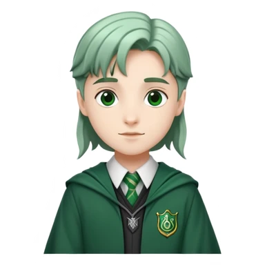 Student wearing Hogwarts Slytherin uniform with green and silver colors sticker