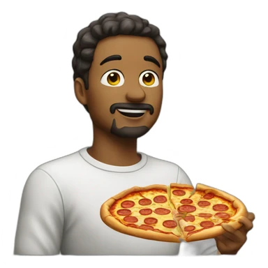 DeepStackDave eating a pizza sticker