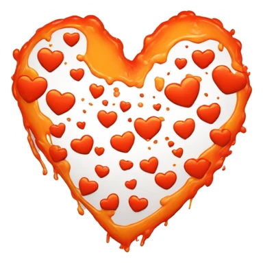 splattered paint heart glowing red-orange warmth sticker