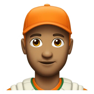 cricketer wearing orange cap sticker