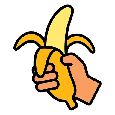hand holding open banana sticker
