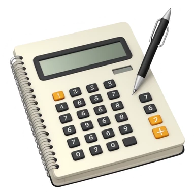 open notebook with numbers and a calculator sticker