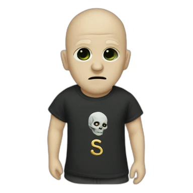 Voldemort wears a T-shirt with the word Sude on it sticker