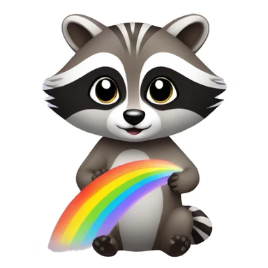 Racoon with blessing rainbow sticker