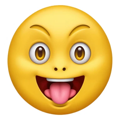 yellow emoji face with crazy eyes emerging from face and tongue sticking out wildly  sticker