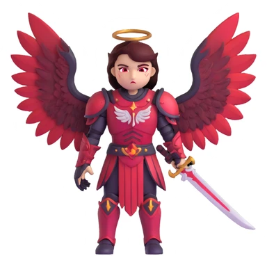 sinister warrior angel with blood-stained armor and crimson wings sticker