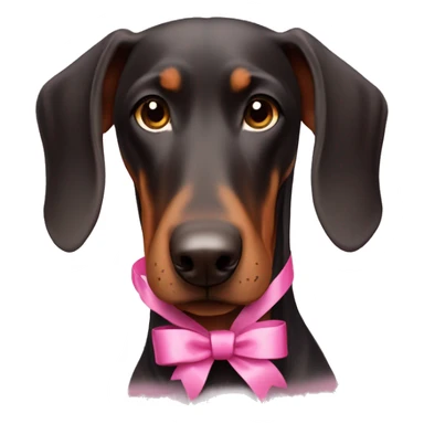 Doberman with a pink ribbon  sticker