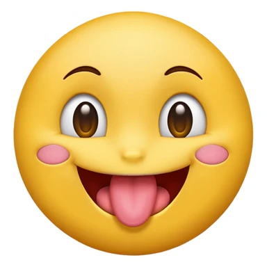 Emoji with its tounge out smiling whilst staring up sticker