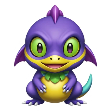 Elemental shimmering lucky charming smiling cute Croagunk-Dragalge-Hawlucha-Pokémon-Fakémon-hybrid-creature sticker