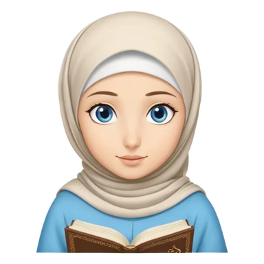 Turkish blonde Hijabi girl with blue eyes and beautiful finish reading quran sticker
