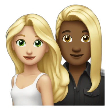 Cheval noir Crain noir et fille blonde sticker