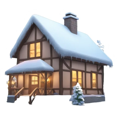 beautiful winter house with snow  sticker