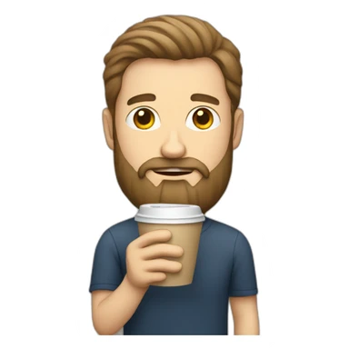 bearded white man holding a coffee cup sticker