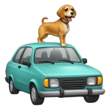 chien sur voiture sticker