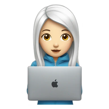 Korean girl with macbook sticker