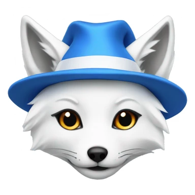 White fox with blue hat  sticker