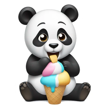 Panda eating ice cream sticker