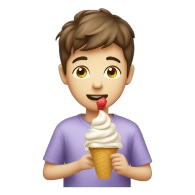 Boy trying to pic icecream flavour sticker